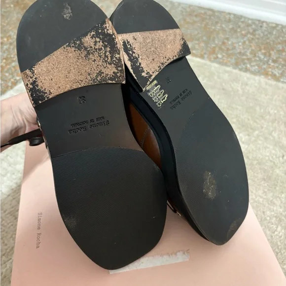 Brown Patent Leather Lace-Up Platforms with Silver Eyelet Detail - Picture 4 of 5